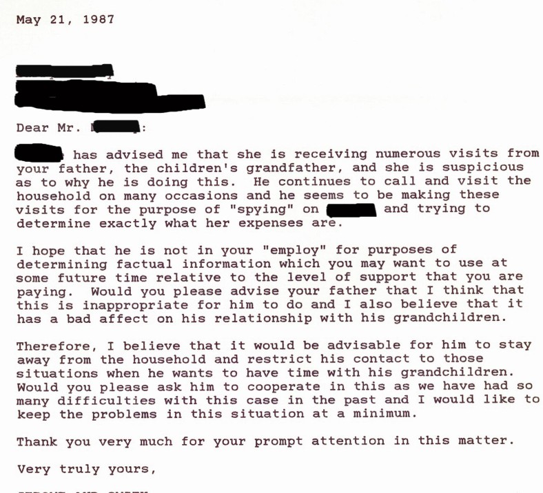 Letter to George redacted