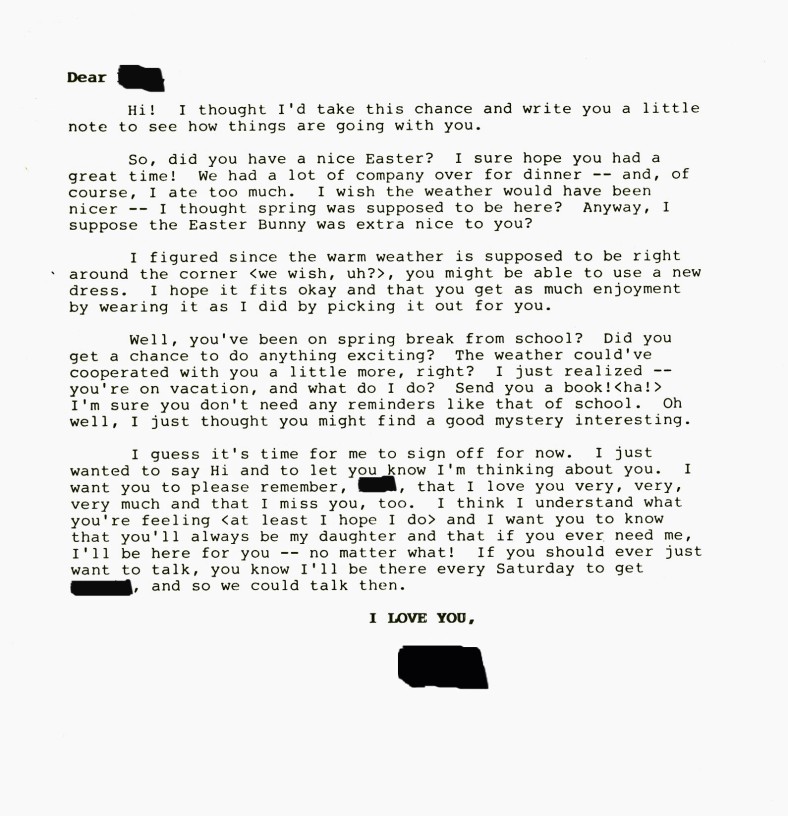 Lisa letter 1985